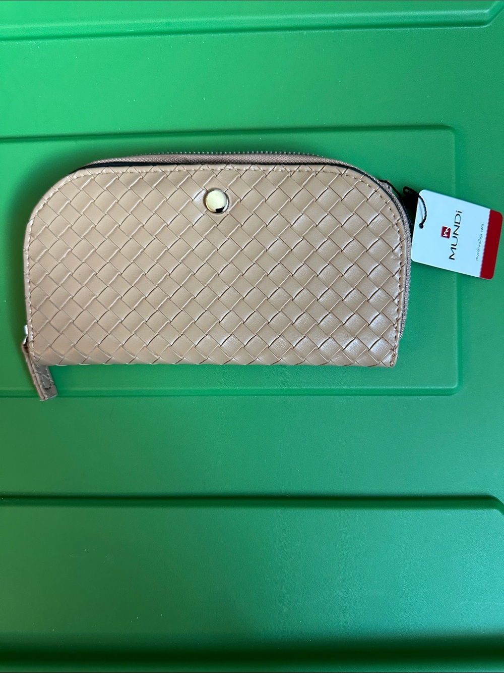 mundi Woven Zip Around Wallet - Beige